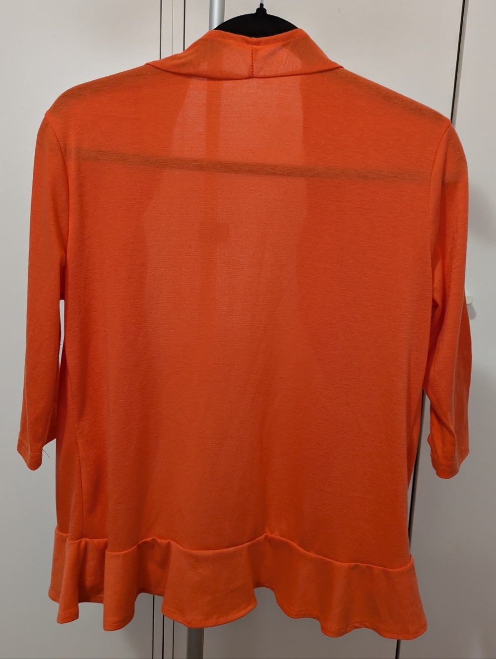 Bright Orange Open Front Ruffle Cardigan - Picture 2 of 5